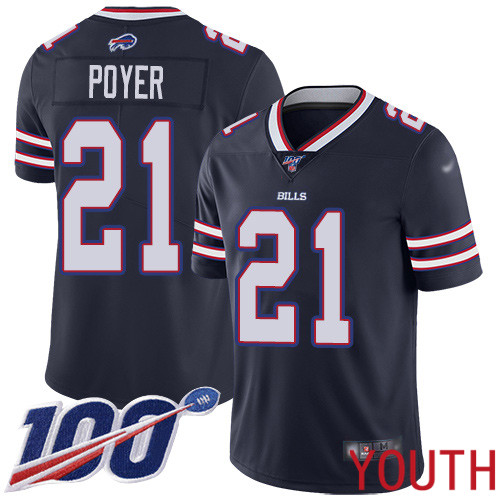 Youth Buffalo Bills #21 Jordan Poyer Limited Navy Blue Inverted Legend 100th Season NFL Jersey
